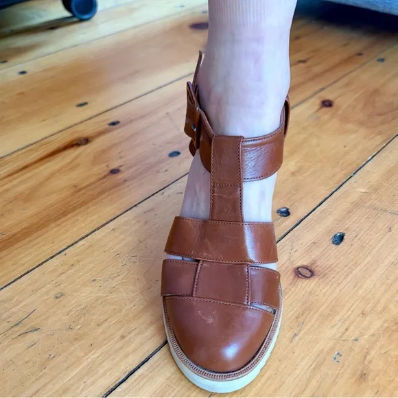 Robert Clergerie Brown Leather Wedge Sandals Size 7 Made in France - Picture 3 of 9